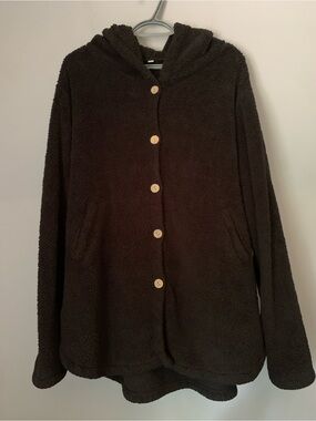 Black Plush Hooded Teddy Jacket XXL